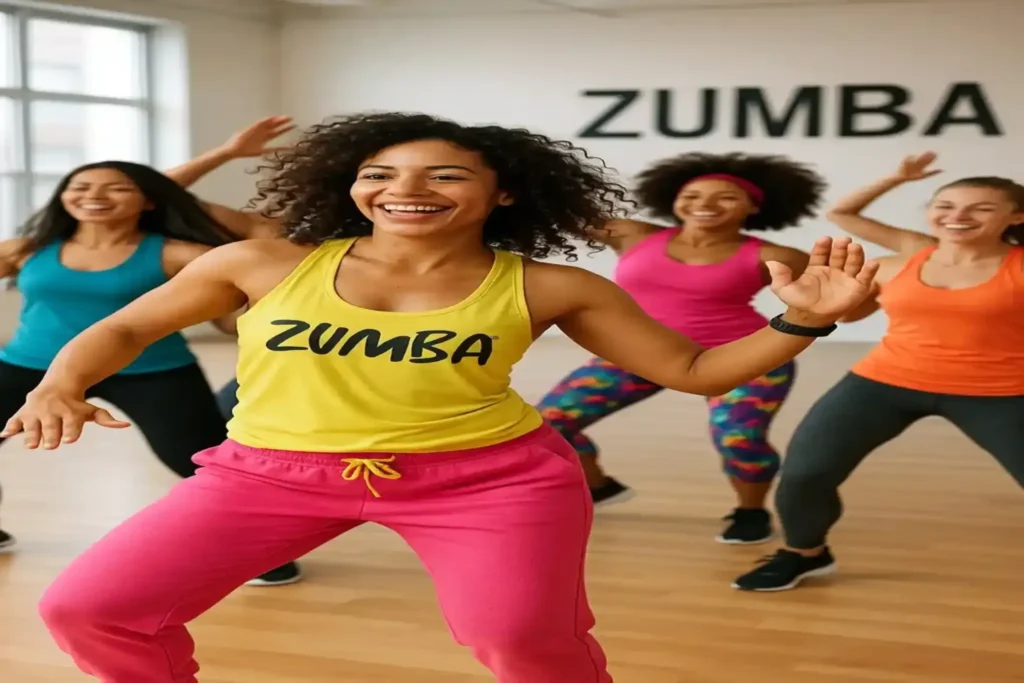 Spacious fitness centre interior featuring yoga, Zumba, and gym workout equipment.